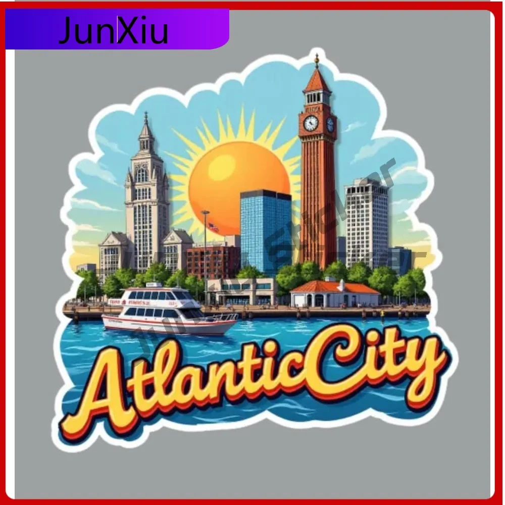

Atlantic City New Jersey Fridge Or Laptop Scratch-proof Sticker Accessories Camping Speedboat Rear Windshield Sticker Custom Pvc