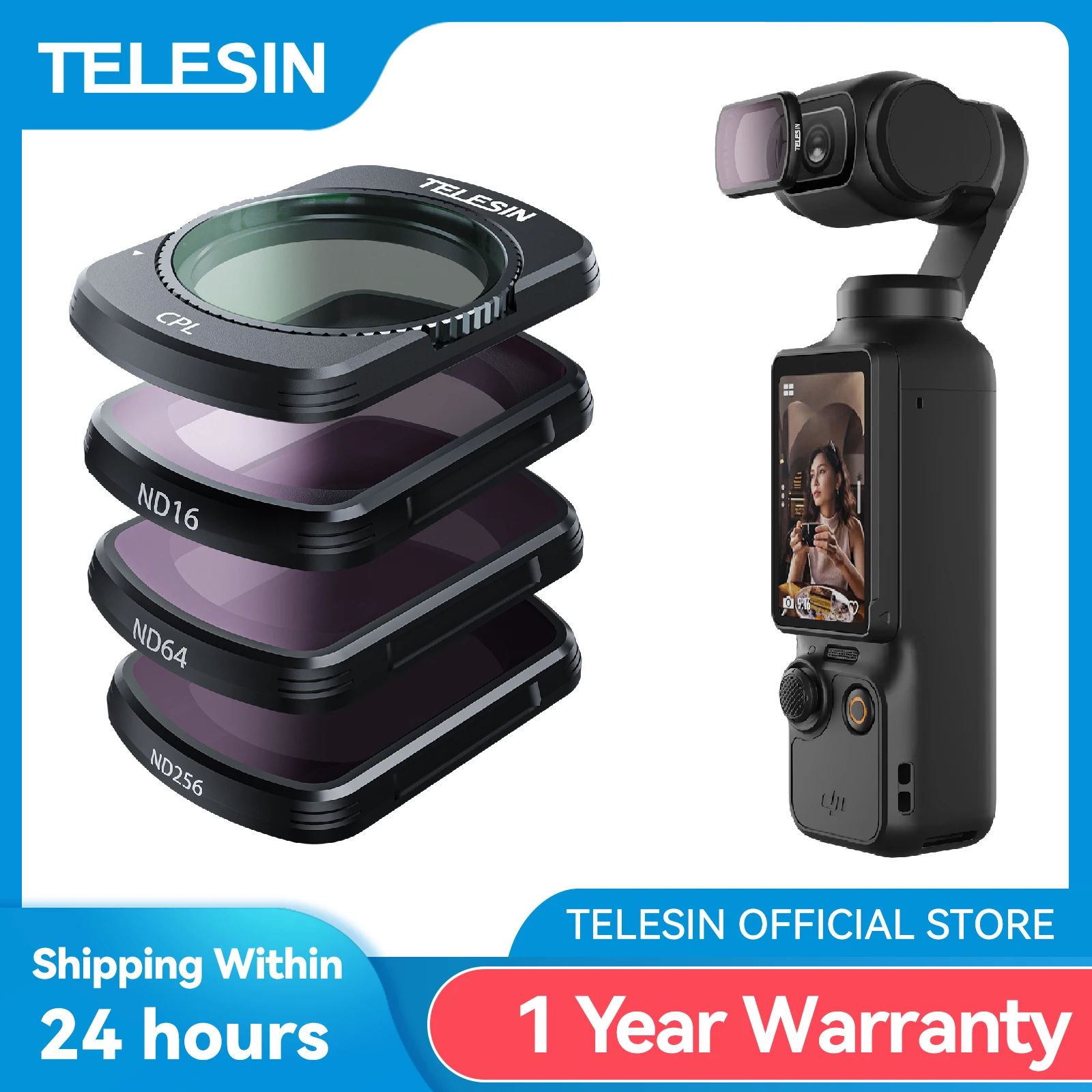 

TELESIN Lens Filter Set for DJI Pocket3 CPL ND16 ND32 ND64 ND256 Black Diffusion Lens Filter Action Camera Accessories