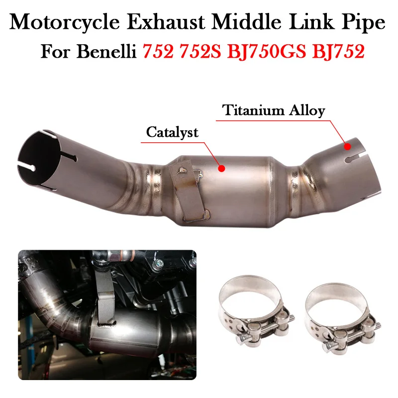 For Benelli 752 752S BJ750GS BJ752 Motorcycle Exhaust Delete Catalyst Middle Link Pipe Muffler Escape Moto Modify Enhanced Tube