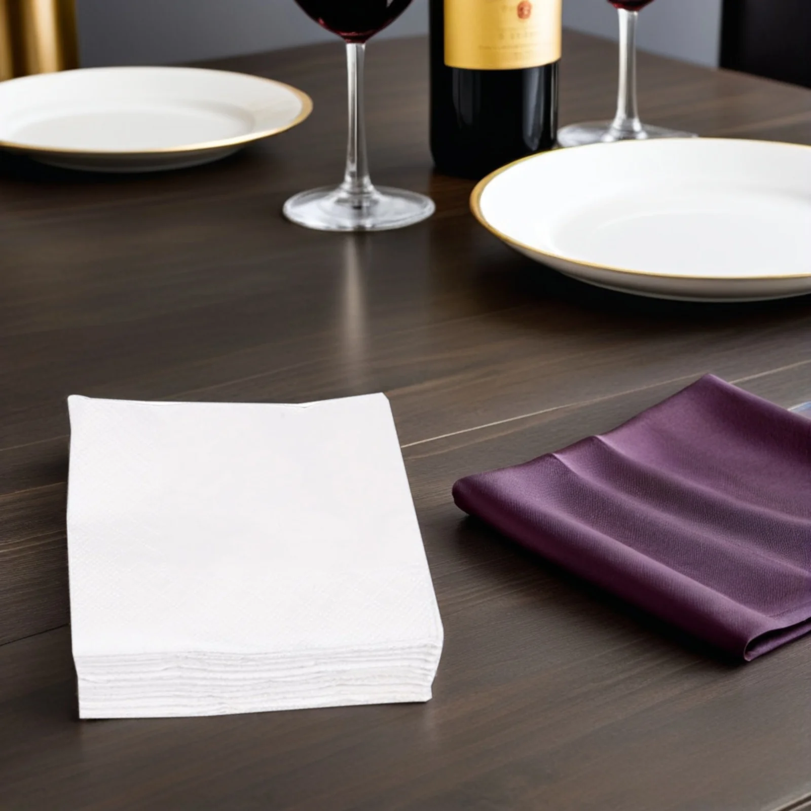 300 ورقة مناديل مربع بيضاء 2 رقائق المناديل الورقية عشاء المناديل مطعم لوازم الحفلات عيد الميلاد عيد ميلاد صديقة للبيئة