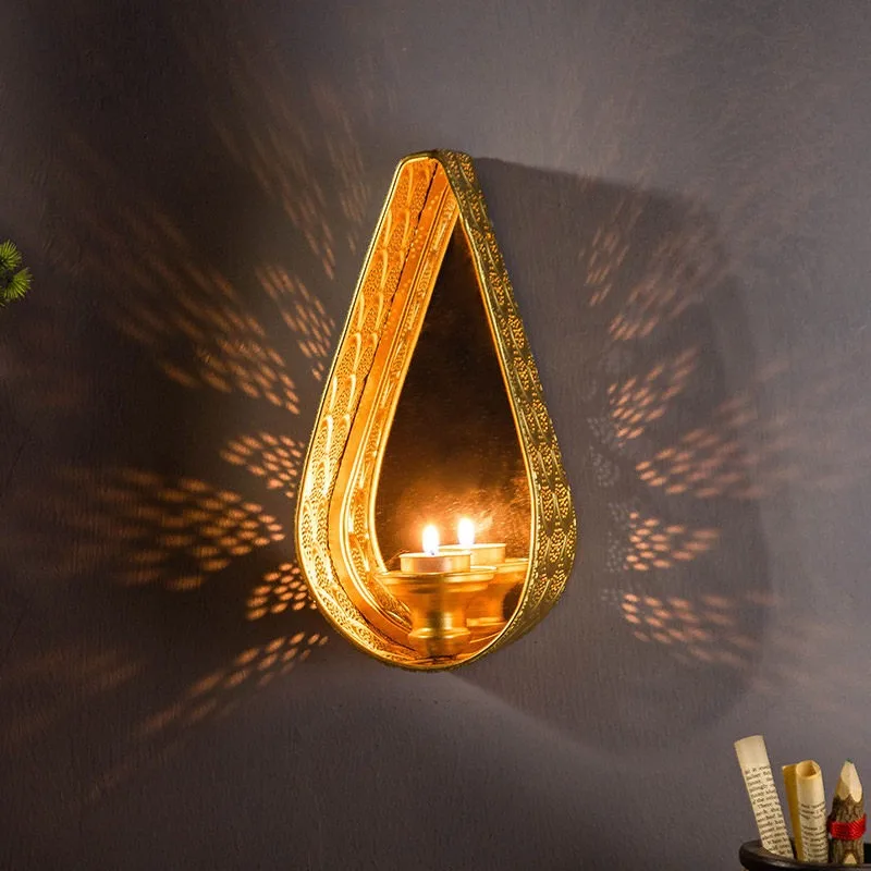 

South East Asia Style Retro Candlestick Light Luxury Wall Decoration Living Room Home Wall Hanging Old Wrought Iron Wall Decor