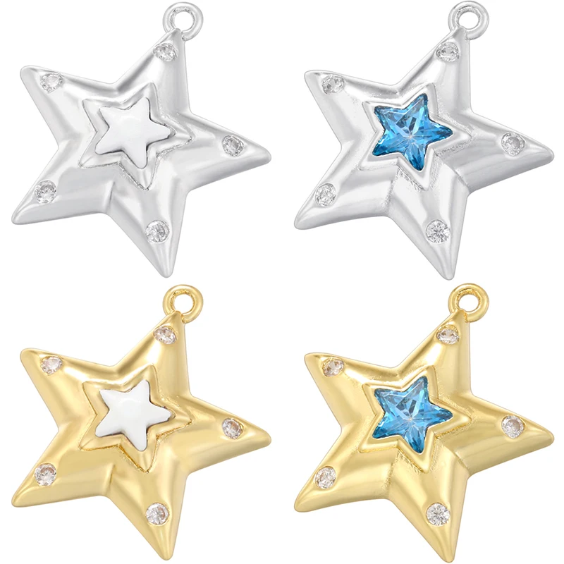 ZHUKOU Gold/Silver Colored Resin Star Pendant Colored Handmade DIY Jewelry Accessories: VD1461, 18 * 17mm