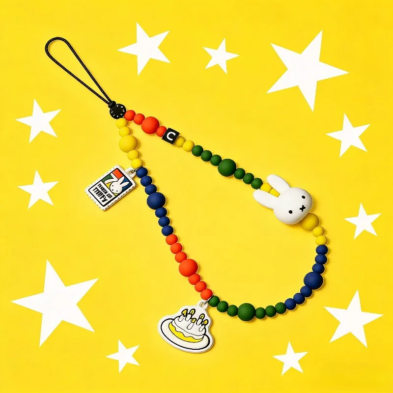 Kawaii Miffy Rabbit, 70th Anniversary Edition, мобильная цепочка, мультяшный рюкзак с бисером, подвеска, детский подарок на день рождения
