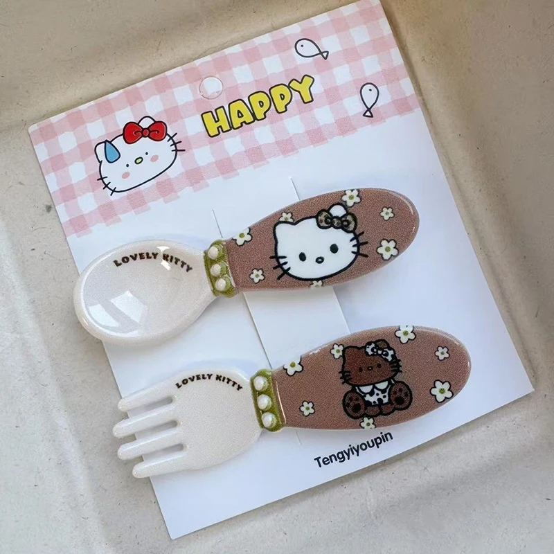 Kawaii Sanrios Hellokittys Retro Cat Hair Clips for Women Cute Children's Side Bangs Claw Clip Hair Accessories Fashion Gifts
