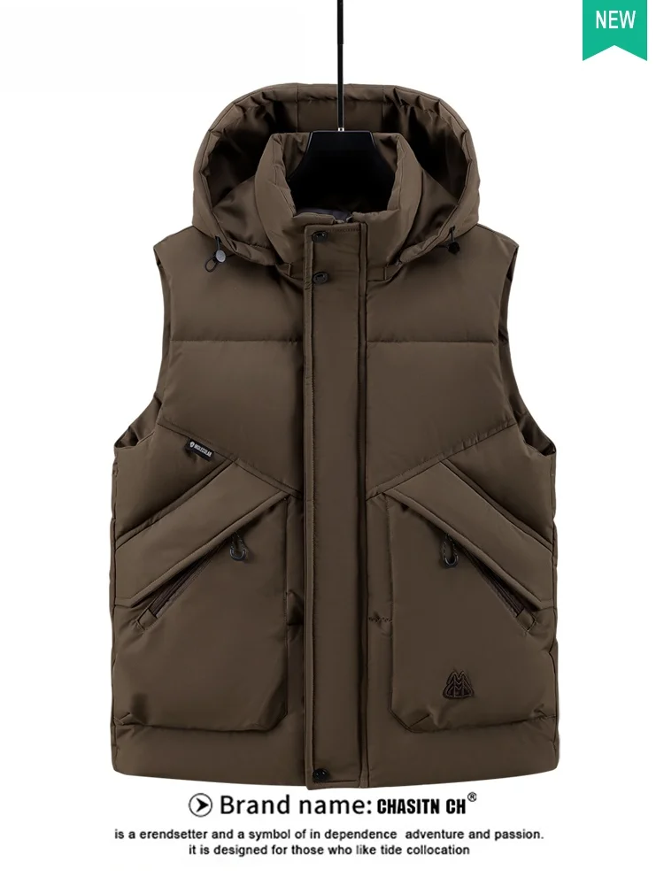 

Outdoor Men's down Cotton Vest Warm Casual Faionable Workwear Autumn Winter Coat Zipper Decoration Polyester Fiber Thiened