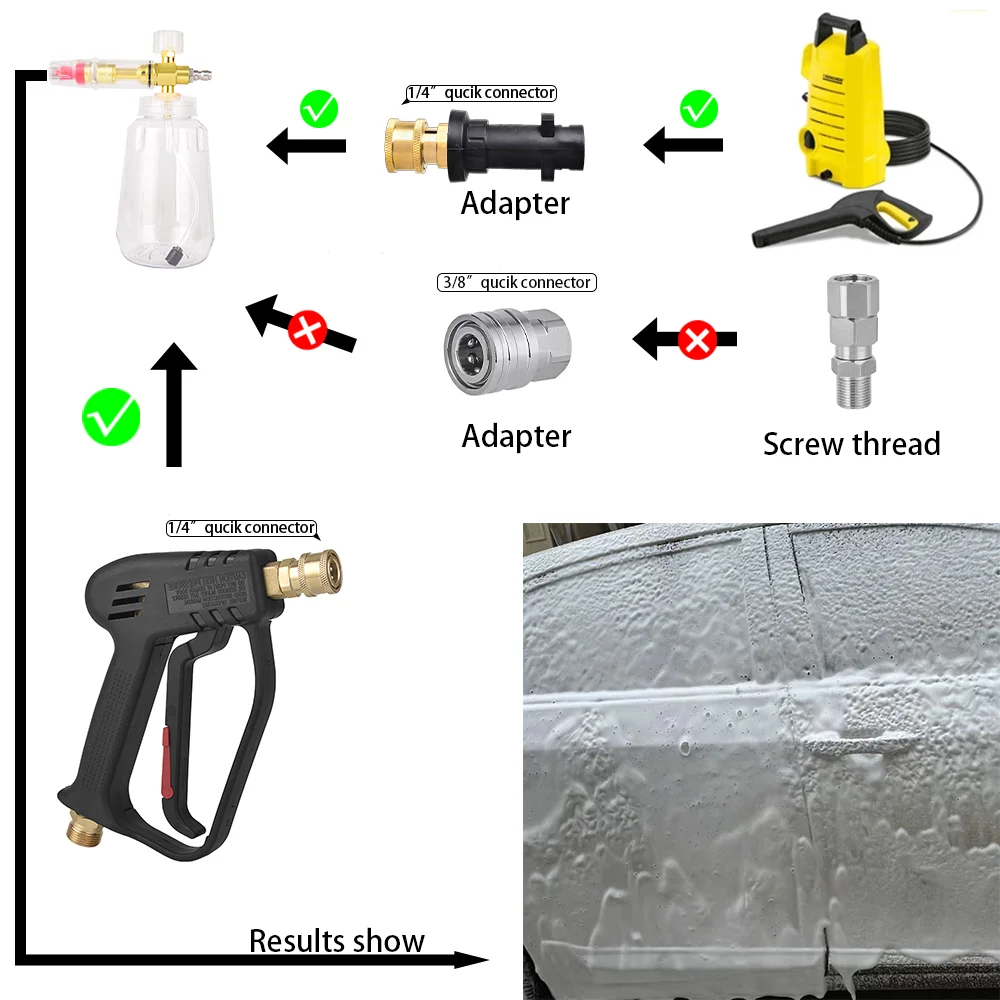 OMALLA Spruzzatore di Sapone per Autolavaggio/Spruzzatore Contenitore per Idropulitrice 1/4" Quick Connertor+Connettore Karcher