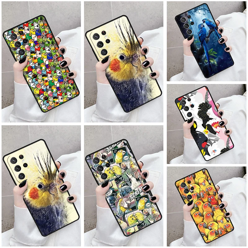 Phone Case For Samsung Galaxy S24 S23 S21fe S22 Ultra Plus Note 10 20 S8 S9 S10 Cover Chubby Cockatiel Party