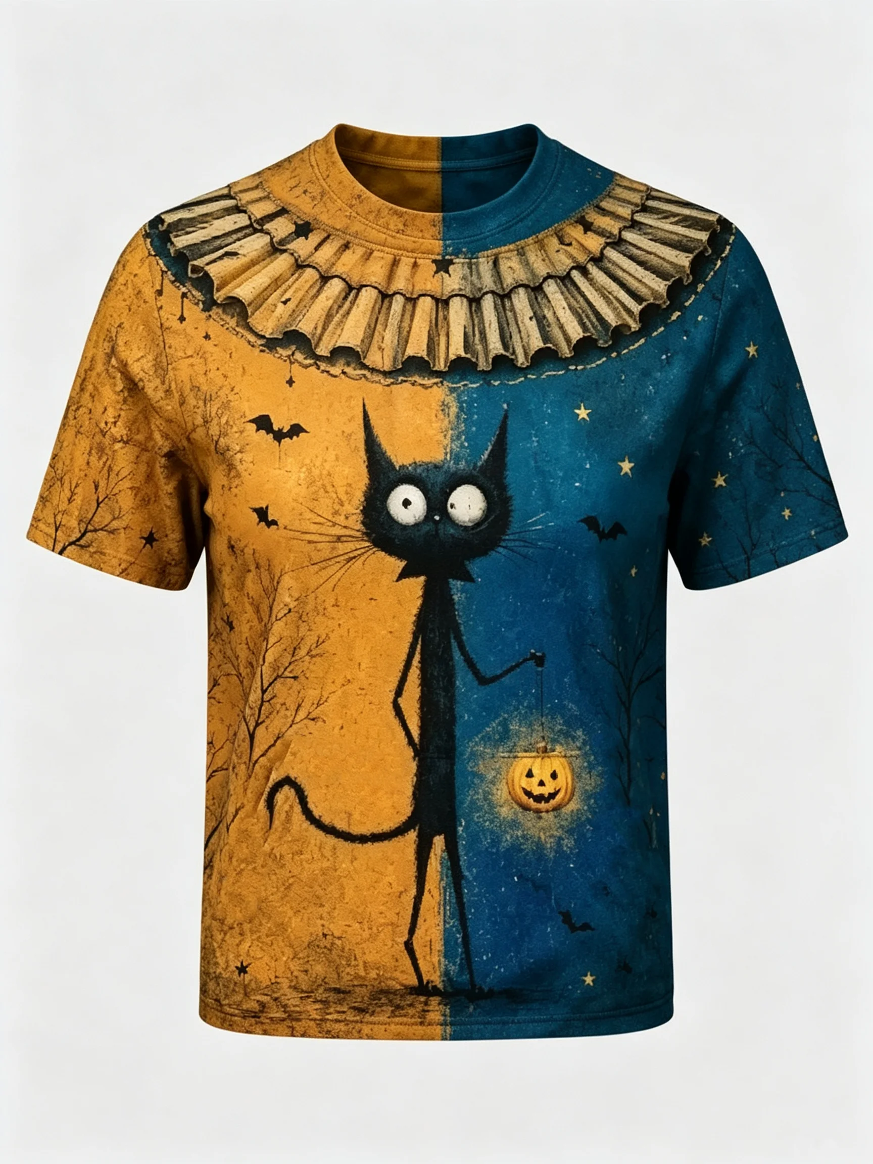 Hell Cat Halloween Cosplay Party 3D Print Short Sleeve T-Shirts Fashion Men Women Sport T Shirt Outdoor Street Parent-child Tops