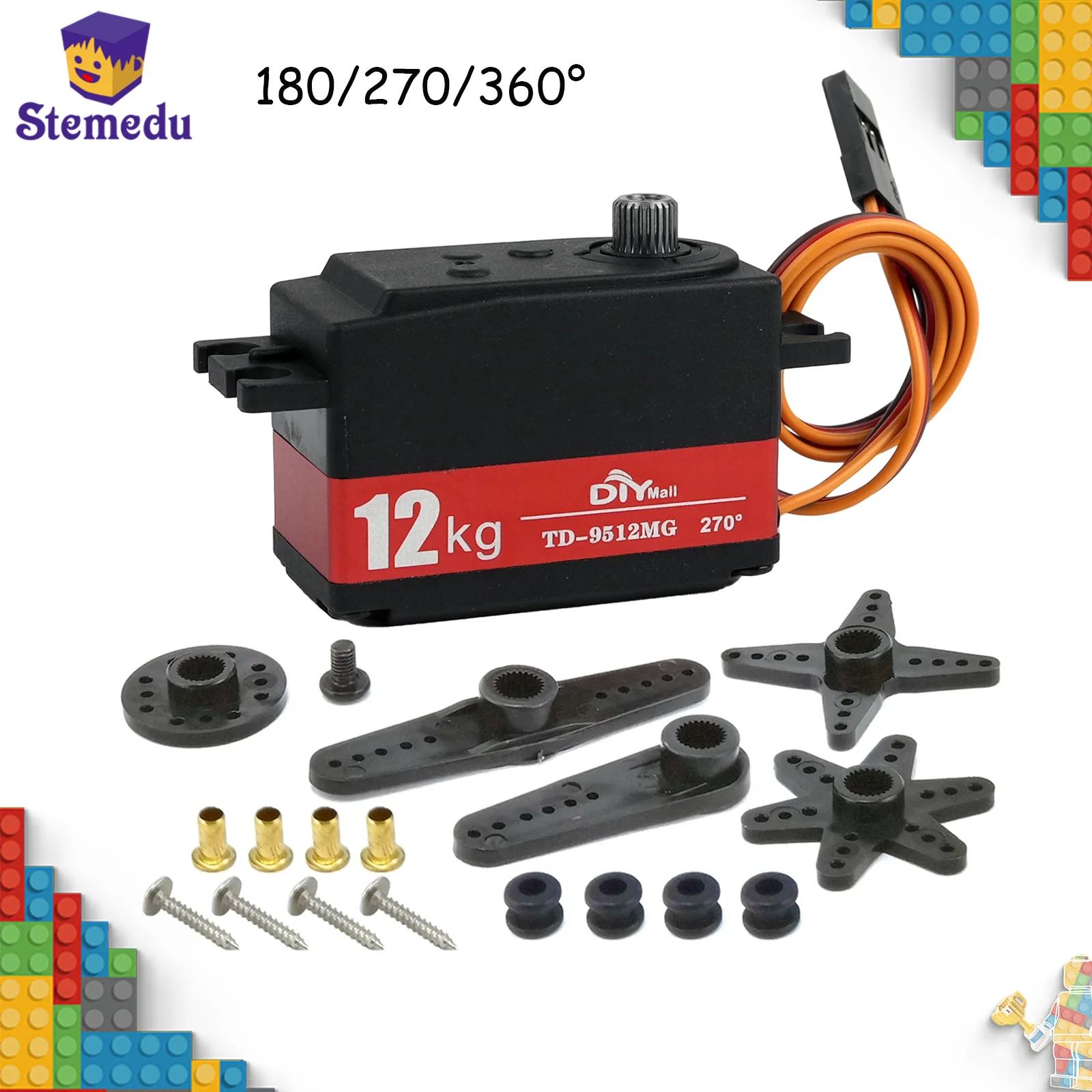 12kg Standard Kurzgehäuse Low-Profile Digital Servo Metallgetriebe 180/270/360 °   Für Arduino RC Auto Drift 1:10 1:12 Starrflügel-Roboterarm