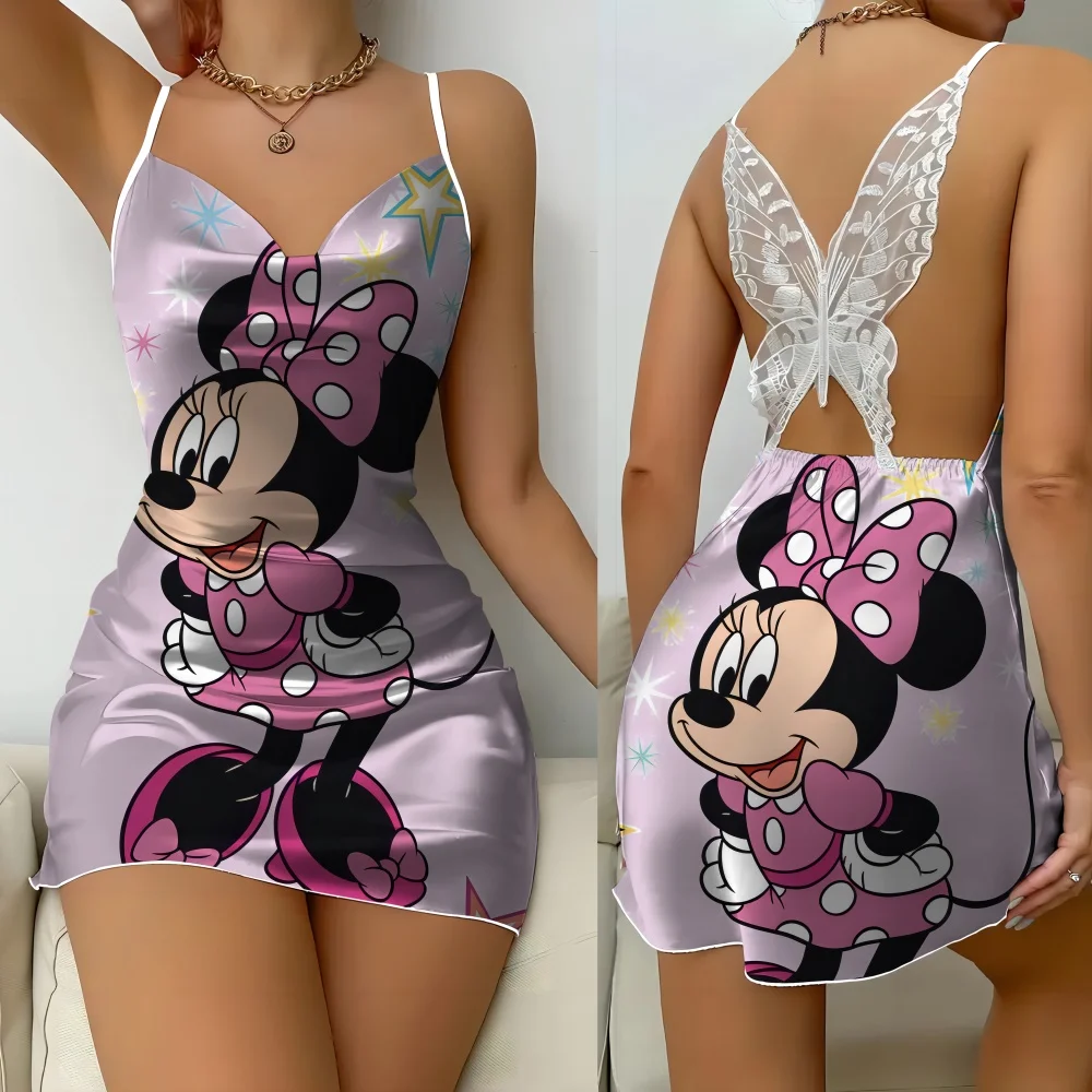 Sexy Romantic Nightwear for Women Summer Sleevesless Sleep Dress Women's Nightwear Disney Cartoon Female Pajama Free Delivery