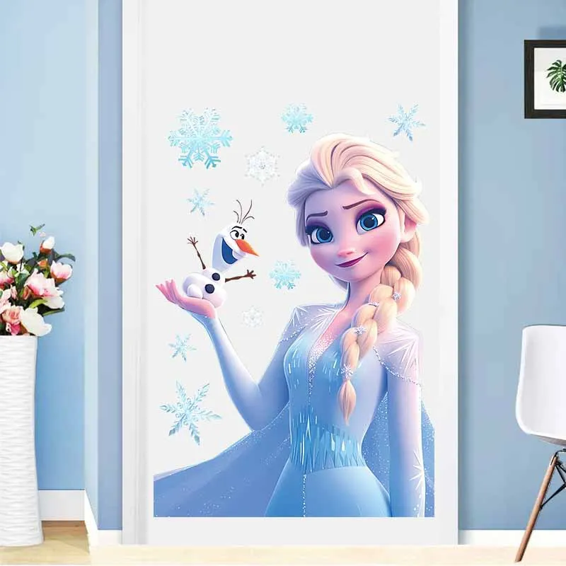 ملصقات حائط كرتونية فروزن لغرفة الأطفال وغرفة الأميرة لتزيين الحائط بنفسك ملصقات فيلم آنا الأميرة ملصق باب زجاجي #1