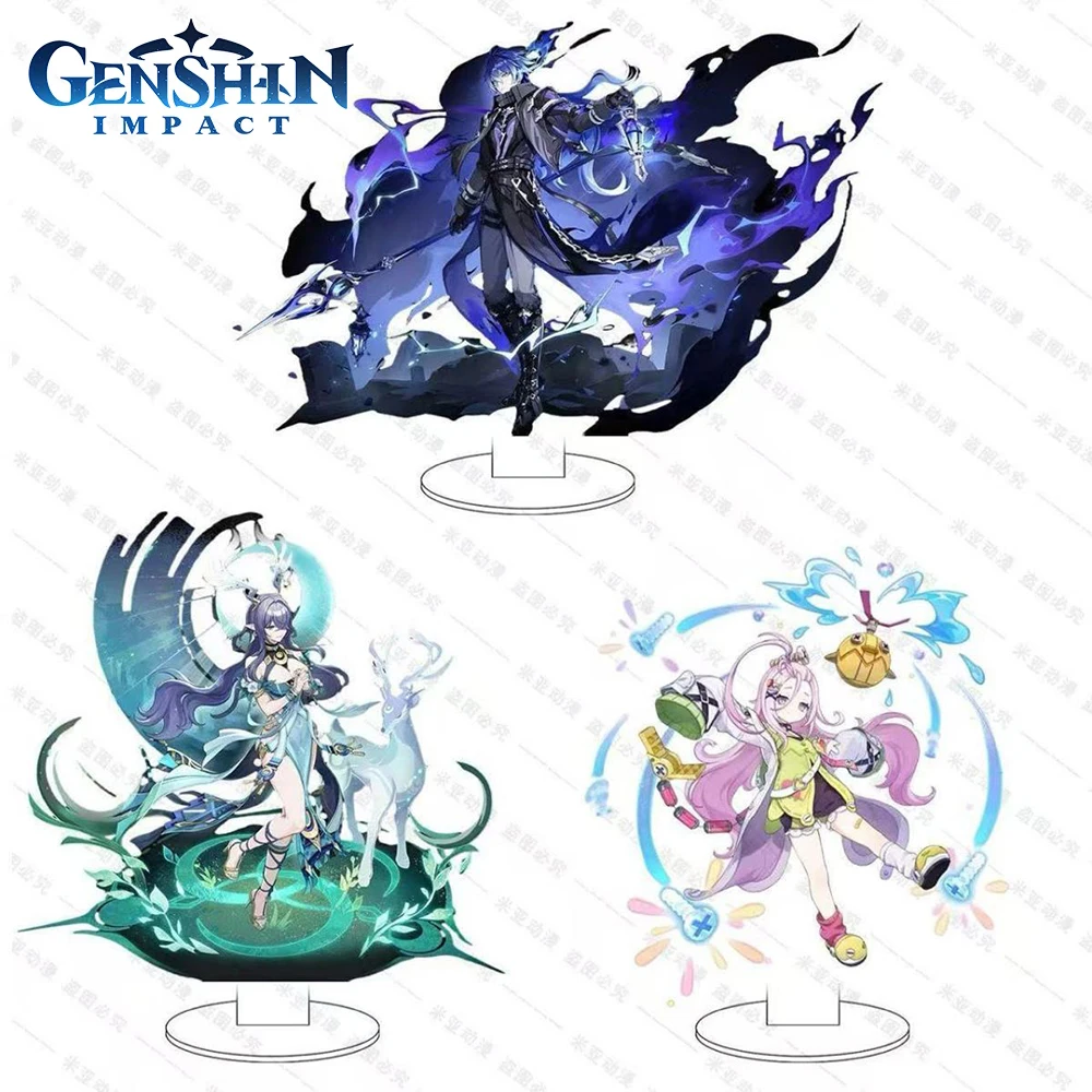 

Game Genshin Impact Lauma Aino Kyryll Chudomirovich Flins Cosplay Standing Plates Figures Model Acrylic Stand Desk Decoration
