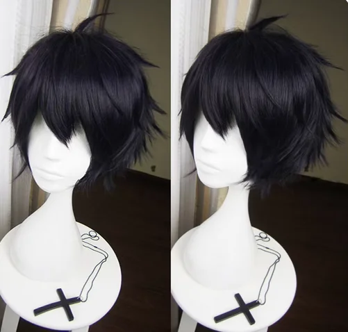 Anime Seraph of the End Yuichiro Hyakuya Cosplay Wig Black Mix Blue Heat Resistant Synthetic Hair Wigs