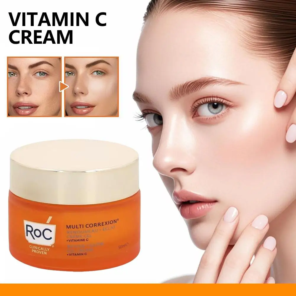 ROC فيتامين C كريم وجه تبييض طويل الأمد ترطيب تحسين الخطوط الدقيقة البشرة الباهتة كريم حمض الهيالورونيك العناية بالبشرة