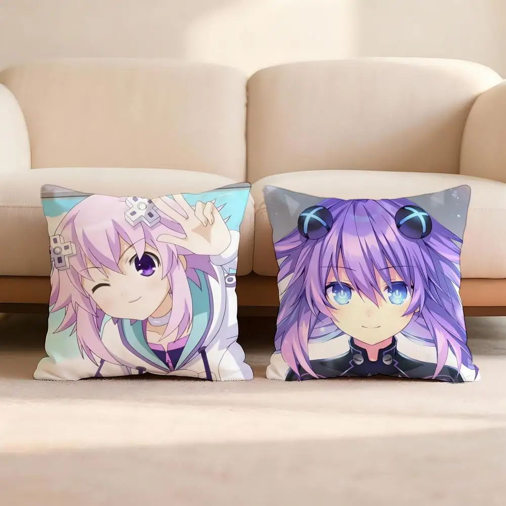 Hyperdimension Neptunia Cute Cushion Cover Home & Car Multi-Scene Pillow Cover - Reversible, Soft & Durable for Daily Use