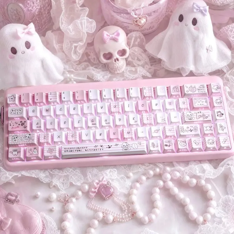 Rabbit Sleepwalking Disorder Cherry Profile Keycaps 31-171Keys Side Print Backlit PC PBT for Wooting Magnetic Switch Keyboard
