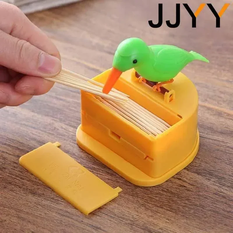 JJYY Detachable Toothpick Storage Box Bird Toothpick Box Dispenser Automatic Push-type Toothpick Holder Table Decoration Holder