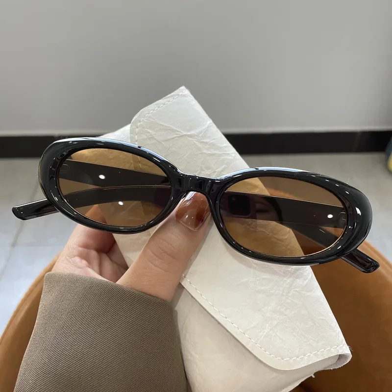 Beliebte Damen-Sonnenbrille 2024, NEUE Sonnenbrille, einzigartige ovale Sonnenbrille, Herren-Brille, Schattierungen, Spiegel, bunt, Y2K-Mode-Brille