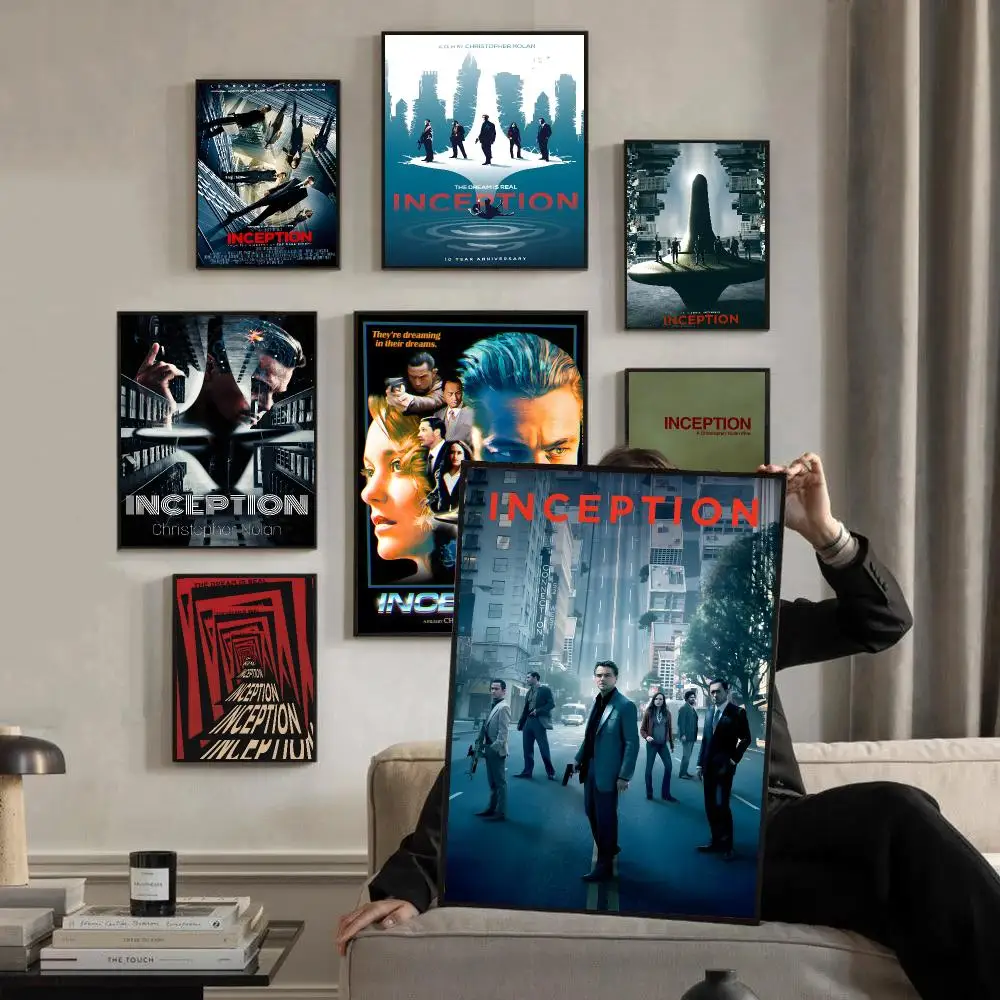 Inception Movie Sci‑Fi Thriller Poster Self-adhesive Advanced Aesthetic Printing Paper Wall Art for Living Room Home Decor