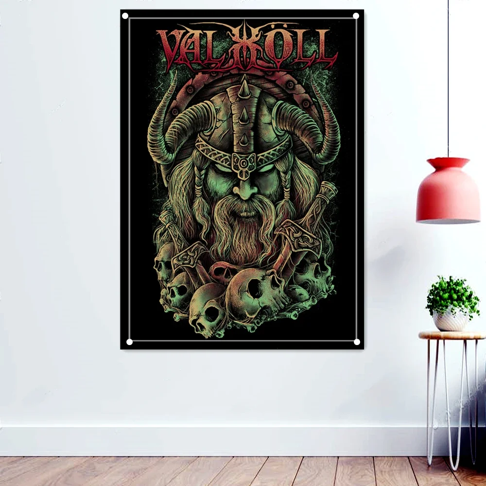 Daemon Vintage Rock Music Band Banners Wall Art Home Decor Death Metal Artist Poster Scary Blood Skull Flags Retro Hanging Cloth