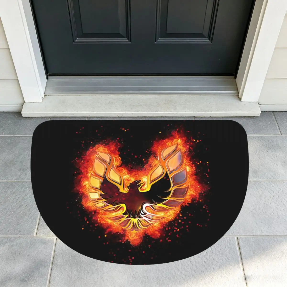 Trans Am Firebird Bandit Golden Soft Flannel Half Round Doormat Non Slip Bathroom Mat Absorbent Floor Carpet for Living Room