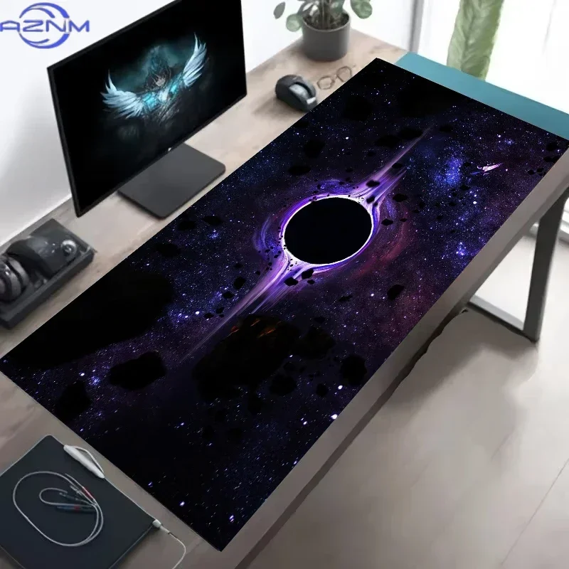 Cosmic Black Hole Galaxy Desk Mat,Waterproof Non‑Slip Mousepad Universe Space Themed Gaming Desktop Accessory