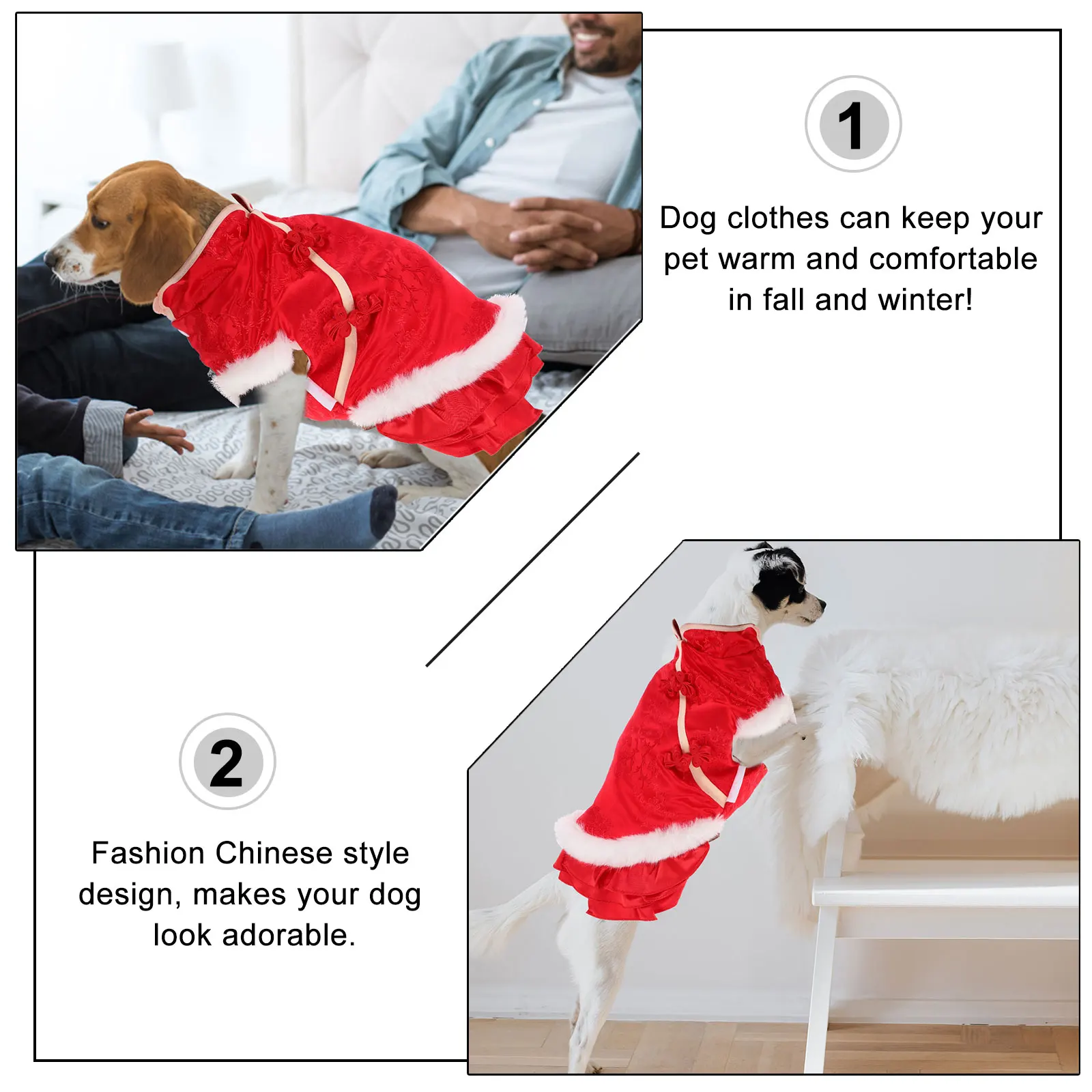 

New Year Dog Skirt Pet Clothes Cotton Durable Fashion Chinese Style Puppy Dress Walking Outdoor Activities Special Occasion