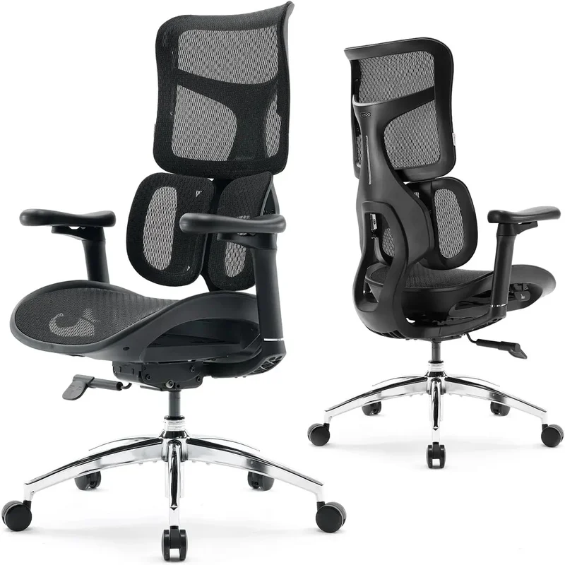 

Ergonomic Office Chair with Dual Dynamic Lumbar Support, 5-Level Adjustable Backrest, and 4D Coordinated Armrests