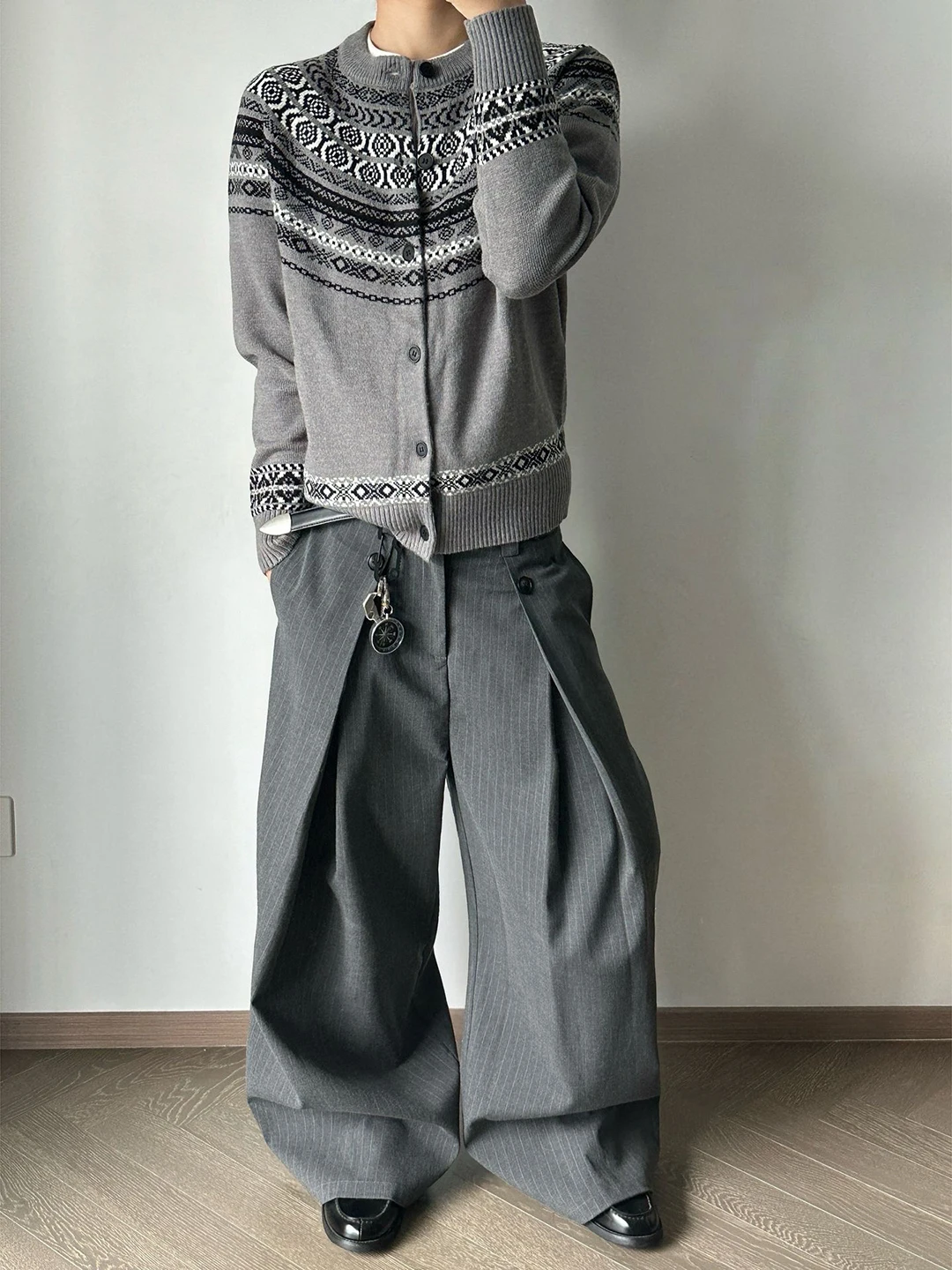 

ay Fair Isle Knitted Sweater Men's round Ne Cardigan Autumn Casual Sle Soft Comfortable Long Sve Faion Outerwear