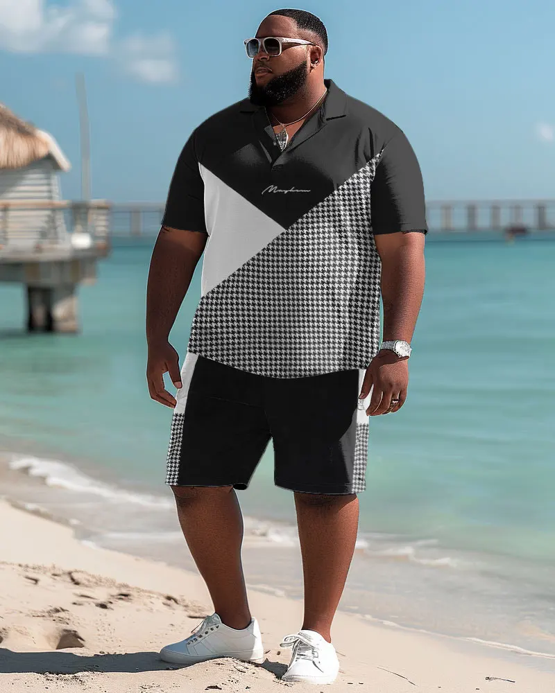 Biggmans Polo T-Shirt Plus Size Set L-9Xl for Summer Beach Clothing Oversize Hawaii Suit Hawaiian Print Shorts 5XL 6XL 7XL 8XL