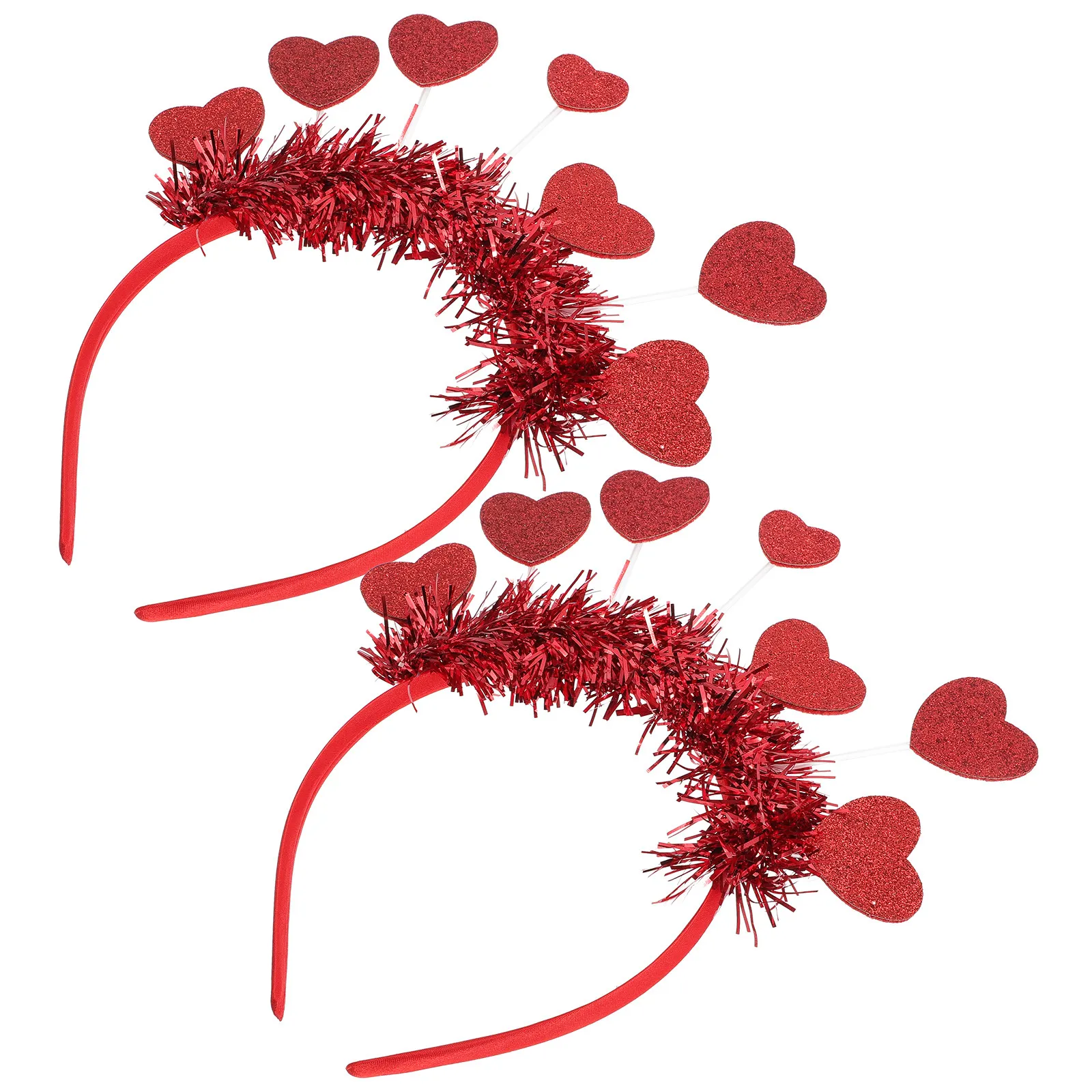 

2Pcs Heart Headband Antenna Style Glitter Decorated for Valentine's Day Birthday Carnival Wedding Party Photo Booth