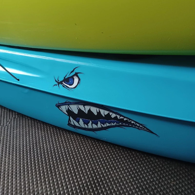 Shark Mouth Eyes Vinyl Decal Waterproof Sticker For Kayak Boat Car Body DIY Decor