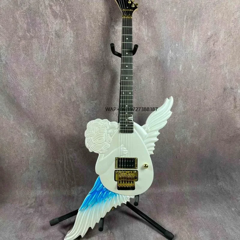 Stock Guitar, Custom White Angel Hand Carved Electric Guitar SP Guitar