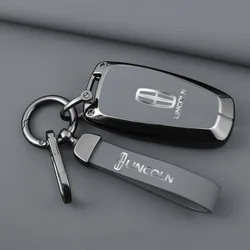 Zinc Alloy Car Smart Key Fob Case Cover With Keychain For Lincoln  Continental MKC MKZ MKX Corsair Navigator Z Nautilus Aviator