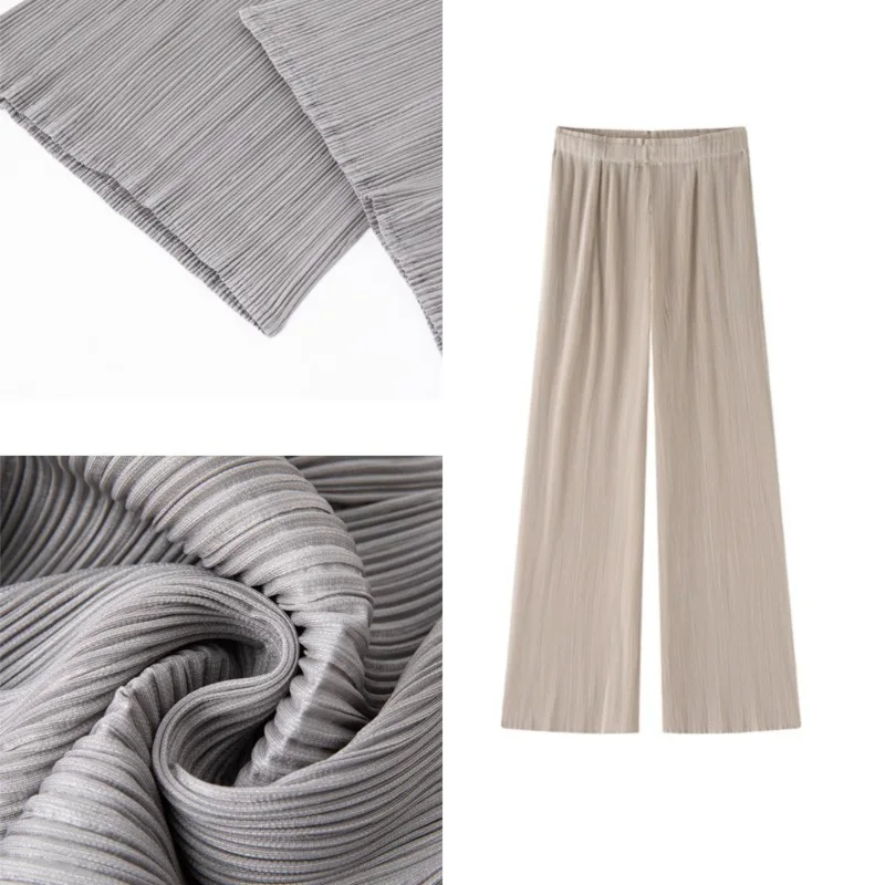 Miyake Pleated Pants Plisse Women 2026 Autumn Loose High-Waisted Straight Pants Casual Wide-Leg Pants Daily Versatile Trousers