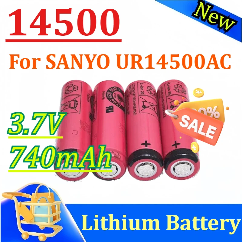 For SANYO UR14500AC 3.7V 740mAh 14500 Lithium Battery Genuine