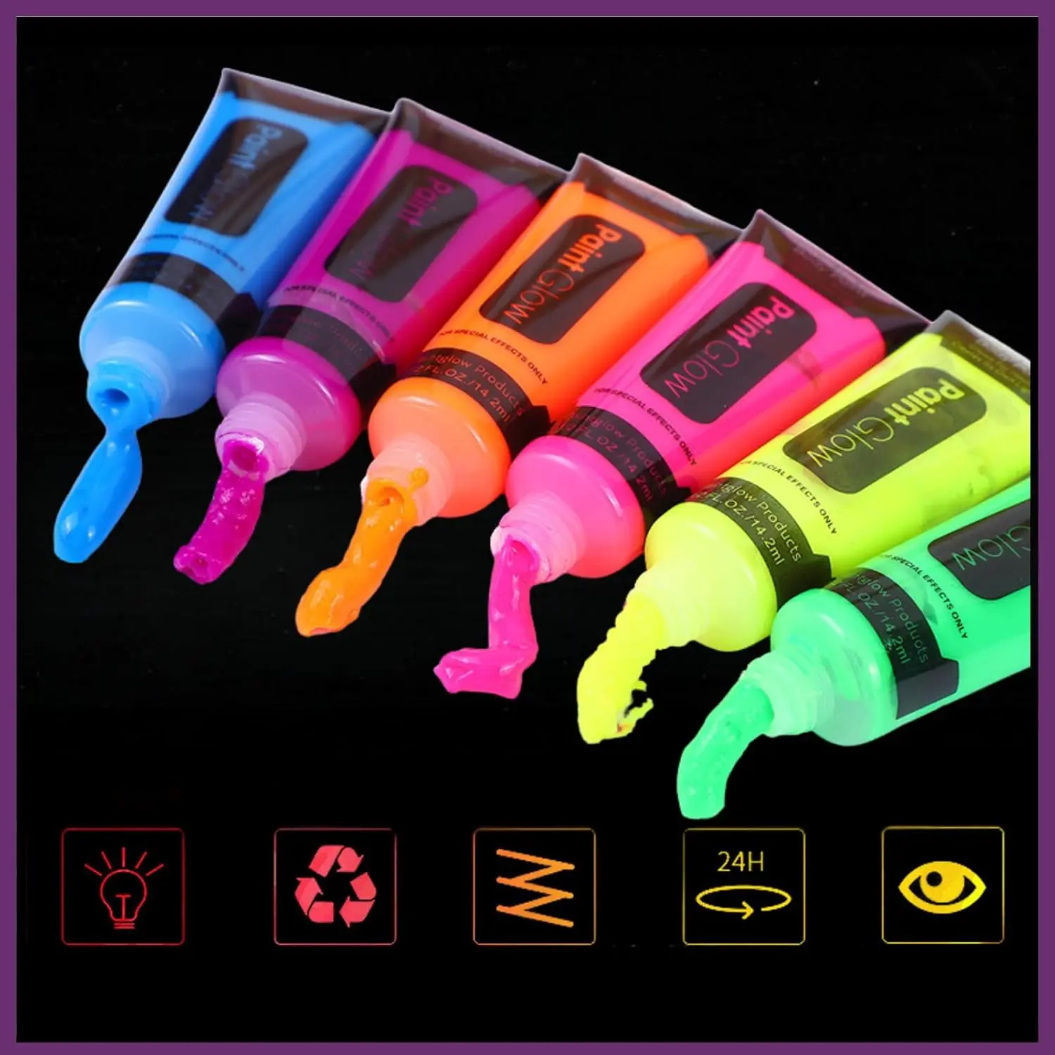 Glow in the Dark Face Body Paint, wasbare neon gezichtslichaamsverf, UV-licht gezichtsmake-up, fluorescerend, voor feesten, Kerstmis, Halloween