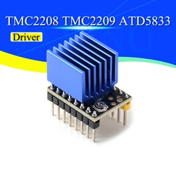 Controlador de Motor paso a paso con disipador de calor, piezas de impresora 3d, 2.5A, 256, división, impresión silenciosa, TMC2208, TMC2209, ATD5833, V2.0