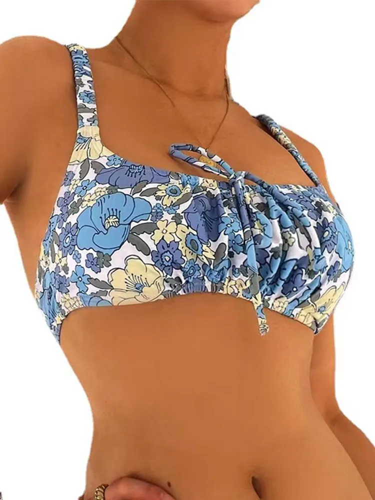 Conjunto de Bikini brasileño con estampado Floral para mujer, bañador Sexy, ropa de playa triangular, traje de baño, Bikinis femeninos 2024