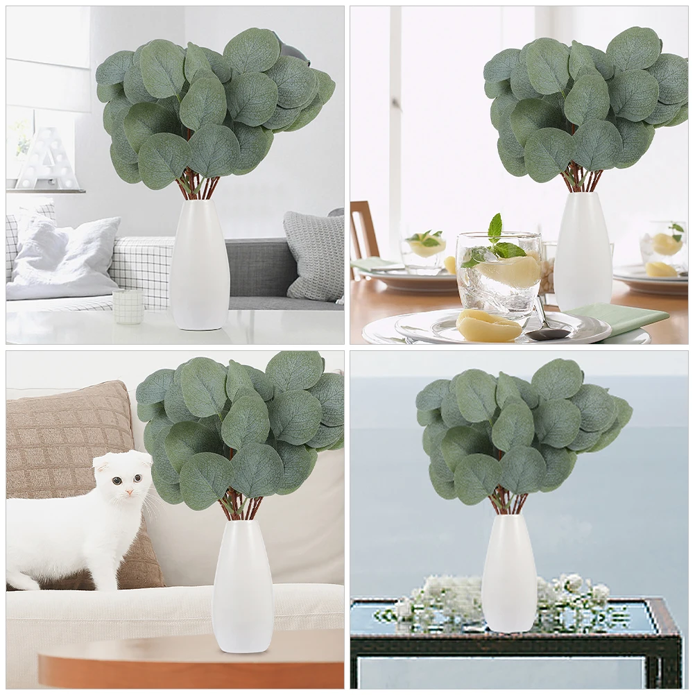 

12pcs Artificial Eucalyptus Leaves Faux Plant naments Multicolor Stems Iron Wire Simulation Vase Wedding Decors Long
