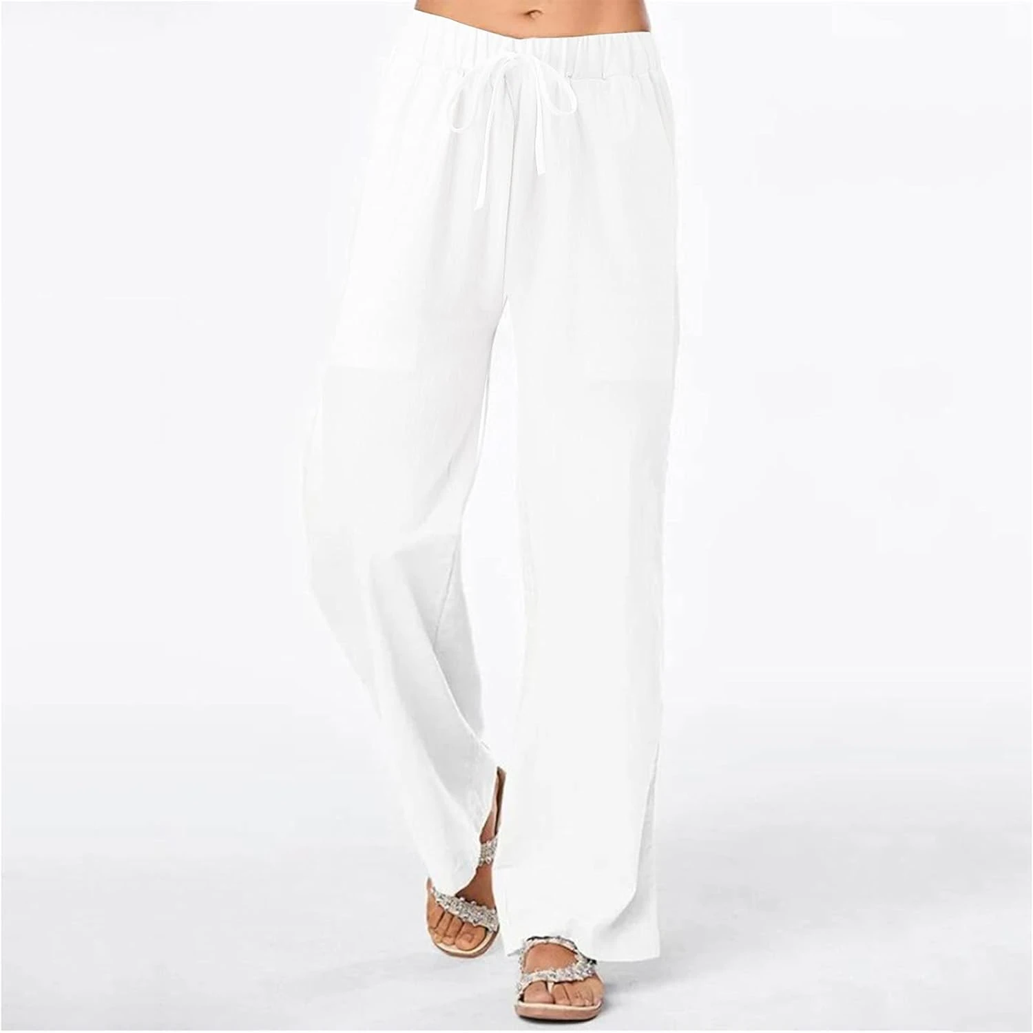 Pantalon en lin taille haute, satile et tendance Ce pantalon luxueux et sophistiqué est un must-have pour chaque mode