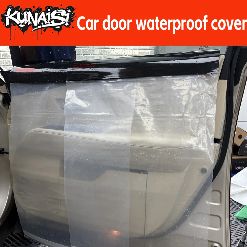 KUNAISI Waterproof Car Door Cover Kit for Window Tinting Application, Dashboard & Panel Protection, One Door Cleaning Tool Acces