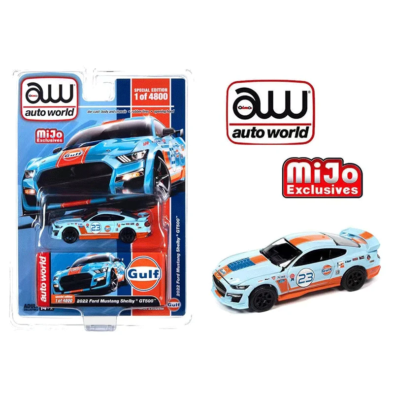 

Auto World 1/64 AW Ford Mustang Shelby GT500 GULF Oil Mijo Simulation Die-cast alloy car model toy collection Children gift