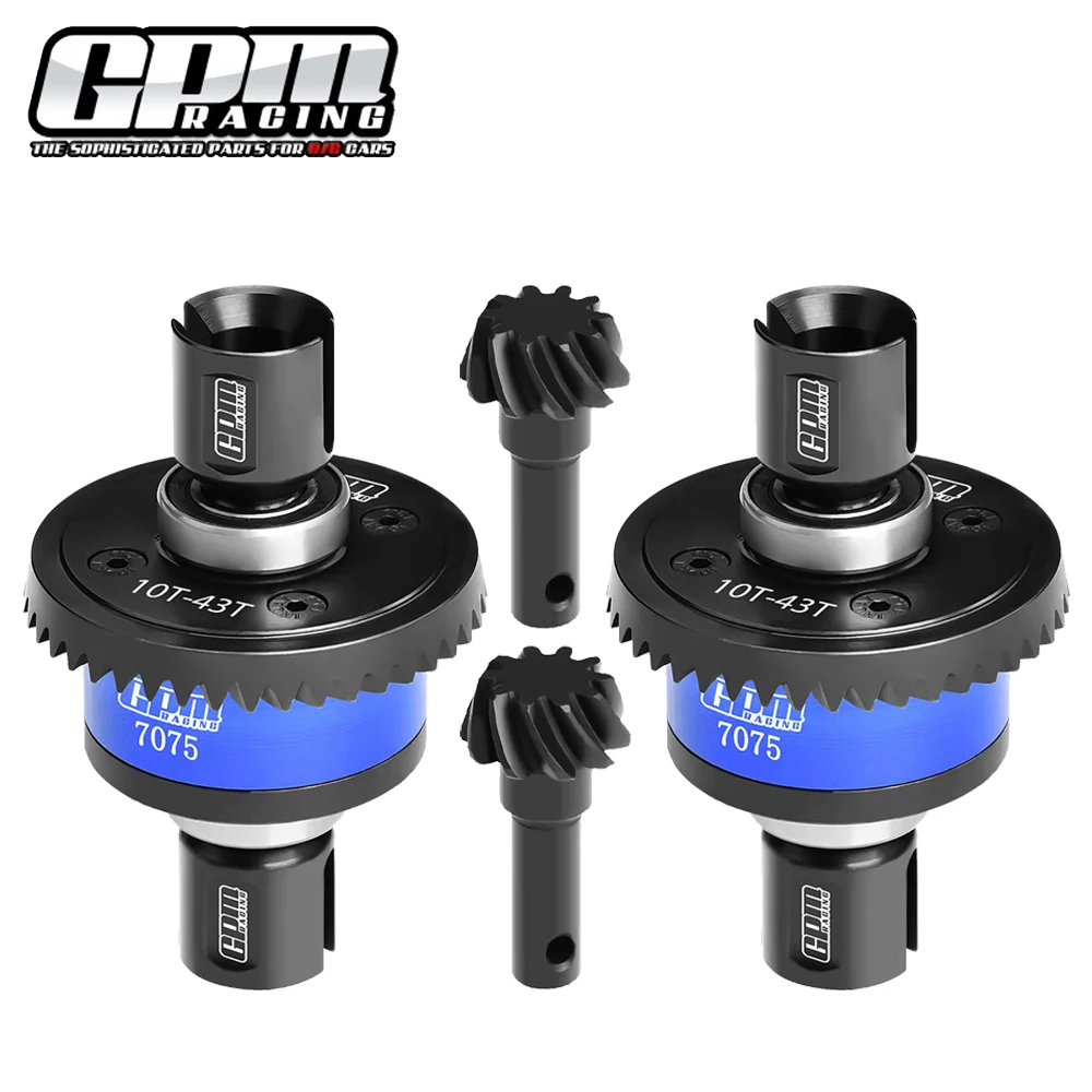 GPM Metal Aluminum Steel M1.0 10T 43T Front + Rear Differential Set 9580 for TRAXXAS 1/8 SLEDGE 6S MONSTER TRUCK 95076-4 RC Car