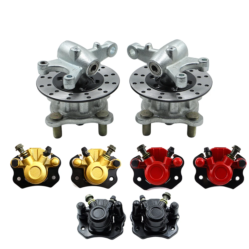 1 Set Steering Strut Knuckle Spindles With 100mm*4 Stud Wheel Hubs 130mm Disc Brake Caliper For ATV Buggy Go Golf Kart Quad Bike