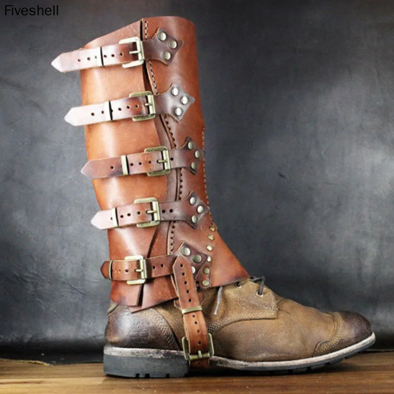 Mittelalterlichen Viking Krieger Ritter Leder Bein Rüstung Greaves Stiefel Schuhe Abdeckung Für Männer Frauen Larp Renaissance Cosplay Kostüm Gamasche