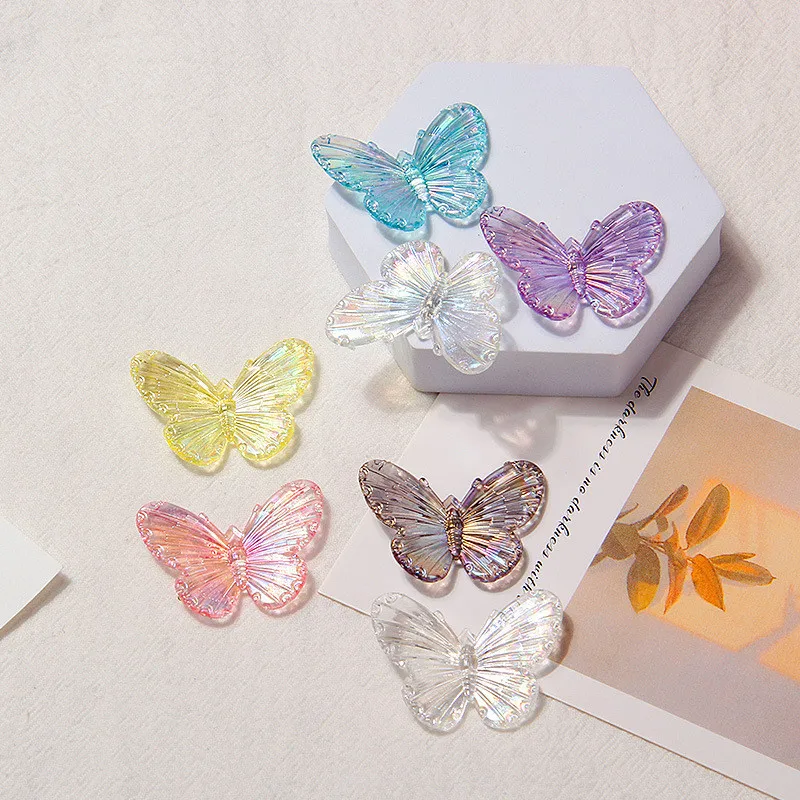 10Pcs Transparent Colour Butterfly Resin DIY Bracelet Eardrop Handwork Accessories  Barrette Phone Case Manufacture Materials