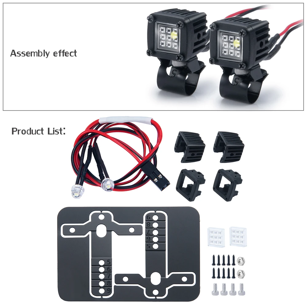 YEAHRUN LED-Leuchten Scheinwerfer Scheinwerfer für TRX-4 TRX6 Axial SCX10 Wraith SCX24 1/10 1/24 RC Auto LKW Dekoration Teile