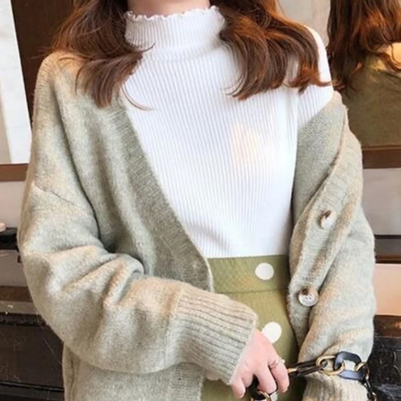 女性用ハーフハイカラーニットブラウス,ハーフハイカラー,カジュアルなモノクロプルオーバー,スリムフィットのセーター,秋冬