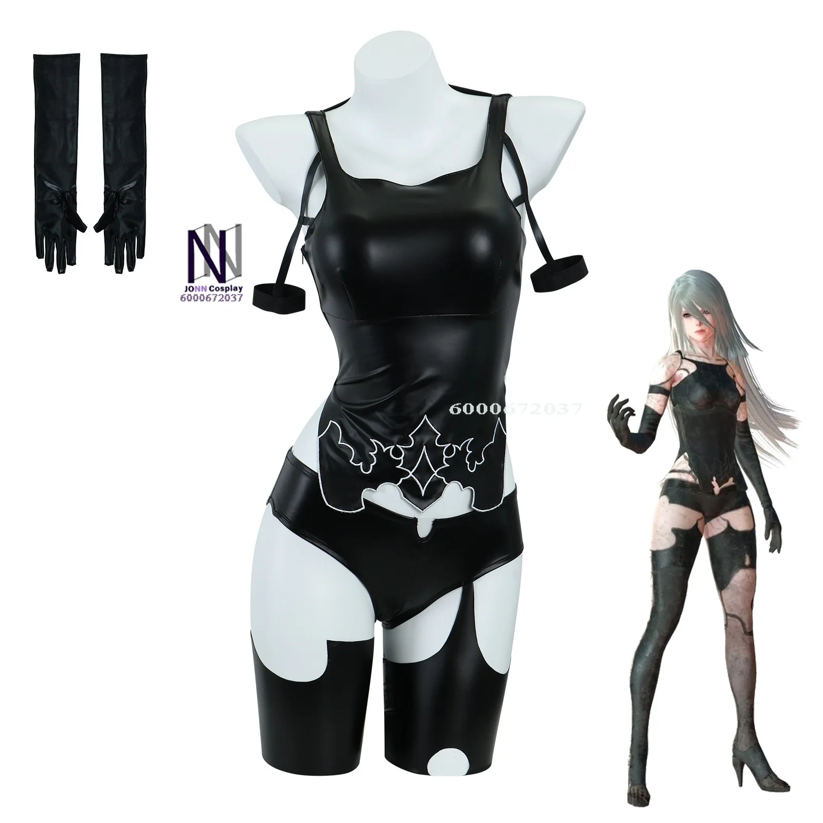 

Game NieR:Automata A2 Cosplay Costume-Sexy Black Battle Suit with Wig for Women Girls, Handsome Halloween Party Role Play Outfit